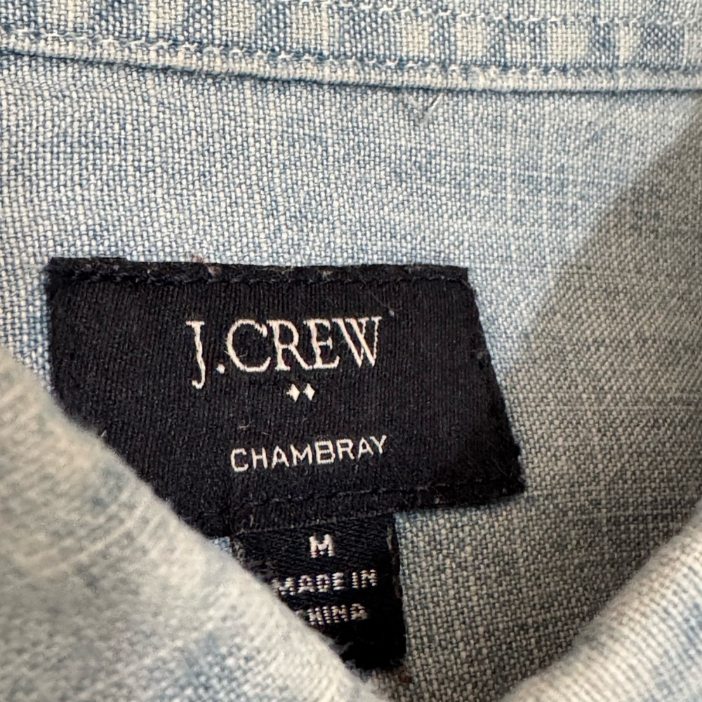 J.Crew Men’s Chambray Button-Down Shirt - Light Blue - Size M - Picture 5 of 8